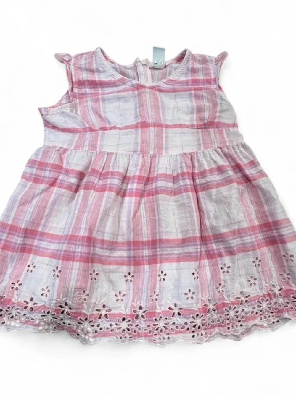 GAP Pink Plaid Eyelet-Hem Sundress